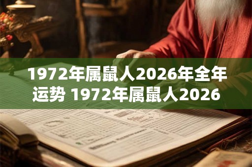 1972年属鼠人2026年全年运势 1972年属鼠人2026年运势如何