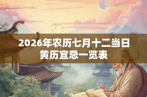 2026年农历七月十二当日黄历宜忌一览表
