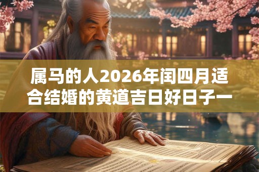 属马的人2026年闰四月适合结婚的黄道吉日好日子一览表！