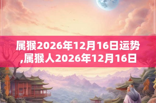 属猴2026年12月16日运势,属猴人2026年12月16日财运,生肖猴2026年12月16日运势