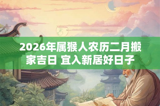 2026年属猴人农历二月搬家吉日 宜入新居好日子