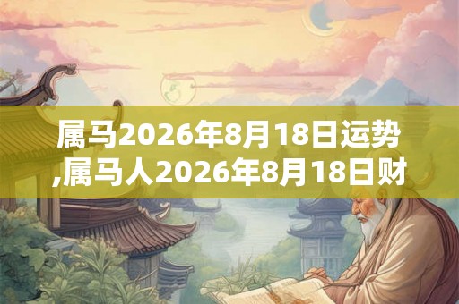 属马2026年8月18日运势,属马人2026年8月18日财运,生肖马2026年8月18日运势