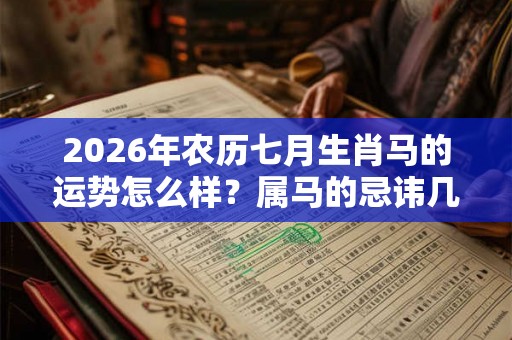 2026年农历七月生肖马的运势怎么样？属马的忌讳几月出生？