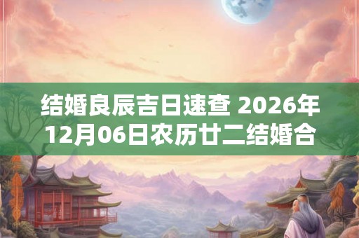 结婚良辰吉日速查 2026年12月06日农历廿二结婚合适吗 结婚良辰吉日速查 2026年12月06日农历廿二结婚合适吗