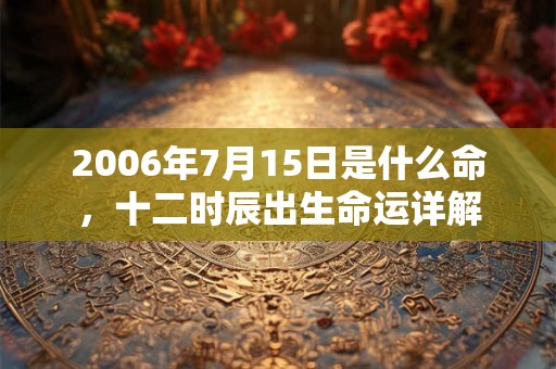 2006年7月15日是什么命，十二时辰出生命运详解