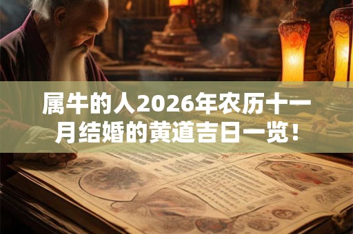 属牛的人2026年农历十一月结婚的黄道吉日一览！