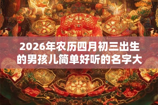 2026年农历四月初三出生的男孩儿简单好听的名字大全