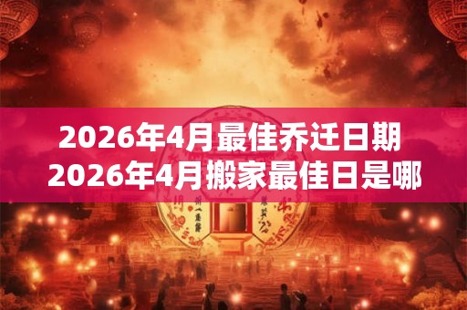 2026年4月最佳乔迁日期 2026年4月搬家最佳日是哪天
