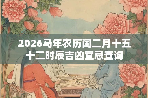 2026马年农历闰二月十五十二时辰吉凶宜忌查询
