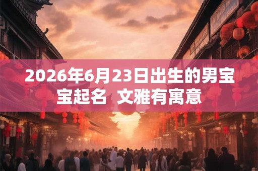2026年6月23日出生的男宝宝起名  文雅有寓意