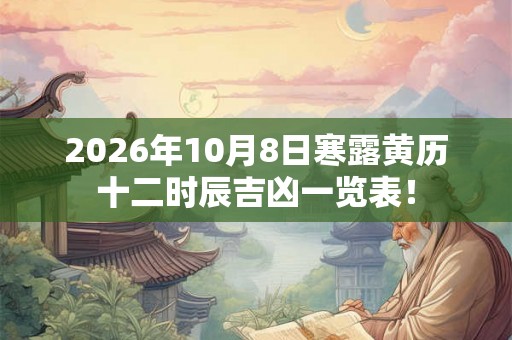 2026年10月8日寒露黄历十二时辰吉凶一览表！