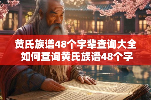 黄氏族谱48个字辈查询大全 如何查询黄氏族谱48个字辈