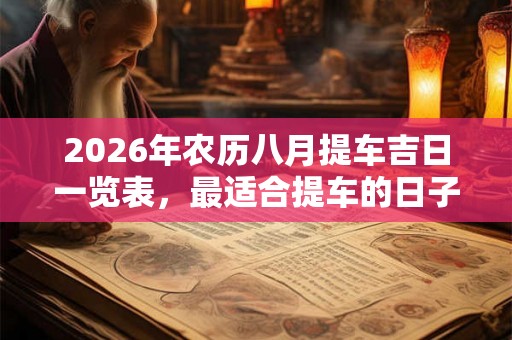 2026年农历八月提车吉日一览表，最适合提车的日子精选