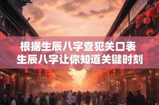 根据生辰八字查犯关口表 生辰八字让你知道关键时刻吗