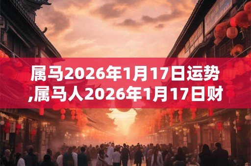 属马2026年1月17日运势,属马人2026年1月17日财运,生肖马2026年1月17日运势