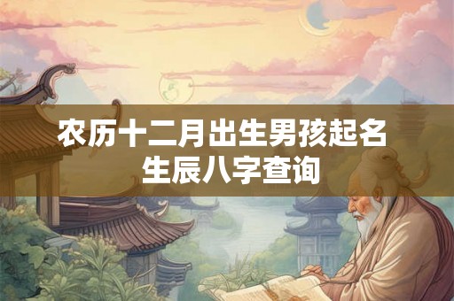 农历十二月出生男孩起名  生辰八字查询