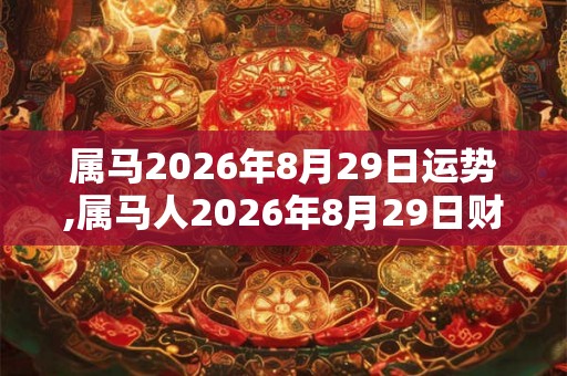 属马2026年8月29日运势,属马人2026年8月29日财运,生肖马2026年8月29日运势
