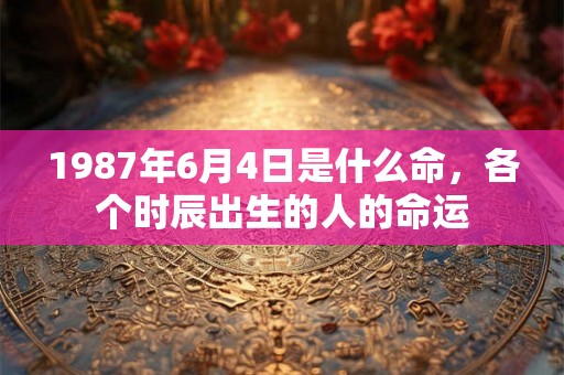 1987年6月4日是什么命，各个时辰出生的人的命运