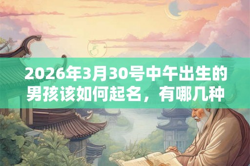 2026年3月30号中午出生的男孩该如何起名，有哪几种方法？