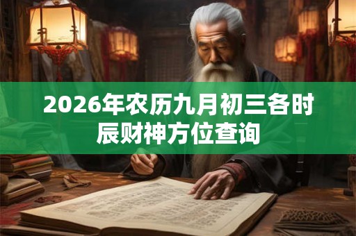 2026年农历九月初三各时辰财神方位查询