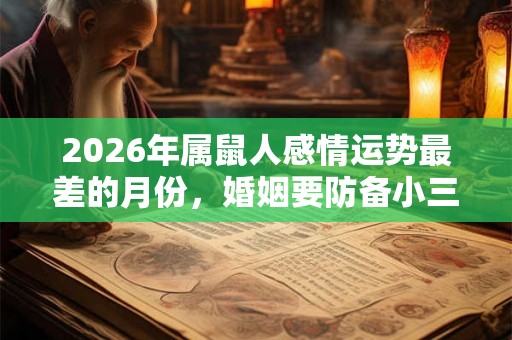 2026年属鼠人感情运势最差的月份，婚姻要防备小三吗？