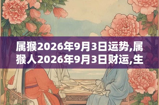 属猴2026年9月3日运势,属猴人2026年9月3日财运,生肖猴2026年9月3日运势