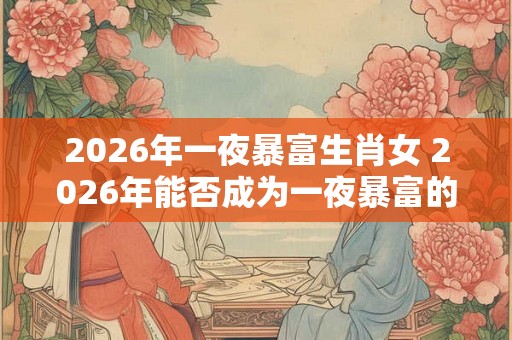 2026年一夜暴富生肖女 2026年能否成为一夜暴富的生肖女 2026年一夜暴富生肖女 2026年能否成为一夜暴富的生肖女