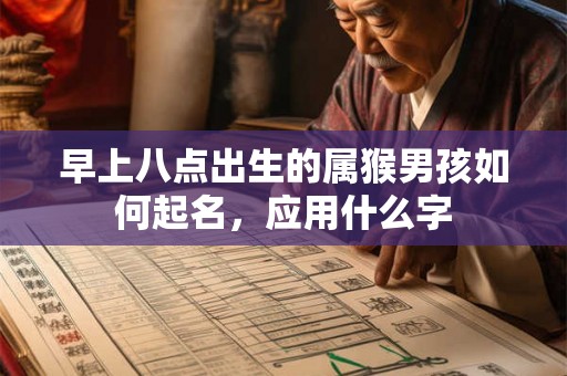早上八点出生的属猴男孩如何起名，应用什么字