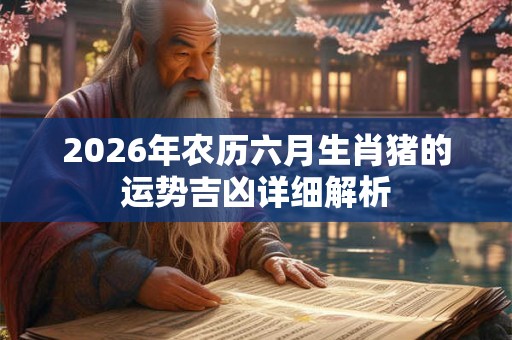 2026年农历六月生肖猪的运势吉凶详细解析
