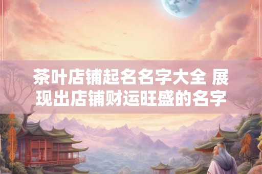 茶叶店铺起名名字大全 展现出店铺财运旺盛的名字