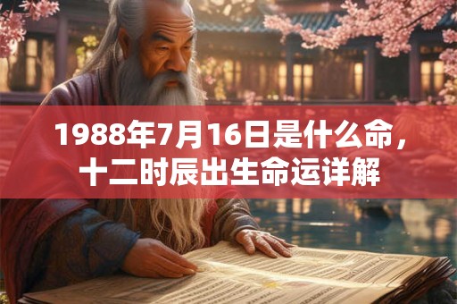 1988年7月16日是什么命，十二时辰出生命运详解