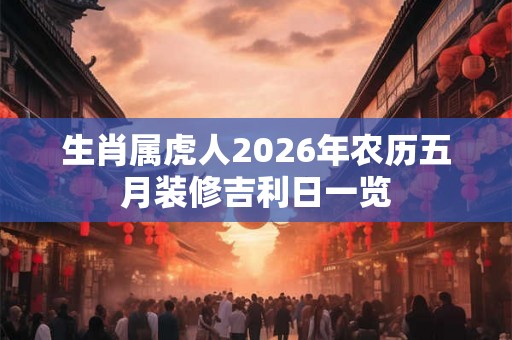 生肖属虎人2026年农历五月装修吉利日一览 生肖属虎人2026年农历五月装修吉利日一览