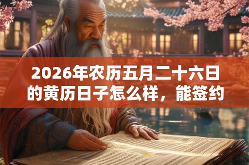2026年农历五月二十六日的黄历日子怎么样，能签约吗？
