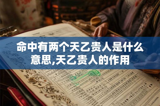 命中有两个天乙贵人是什么意思,天乙贵人的作用 命中有两个天乙贵人是什么意思,天乙贵人的作用