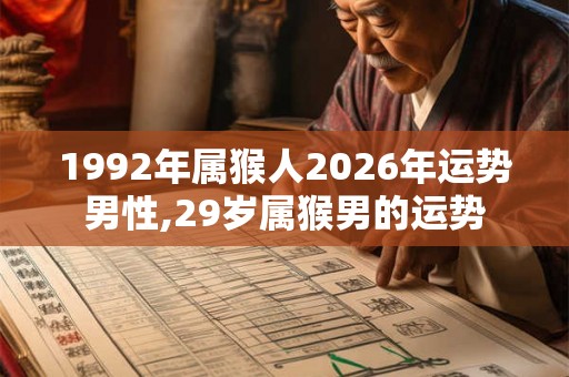 1992年属猴人2026年运势男性,29岁属猴男的运势