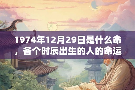 1974年12月29日是什么命，各个时辰出生的人的命运