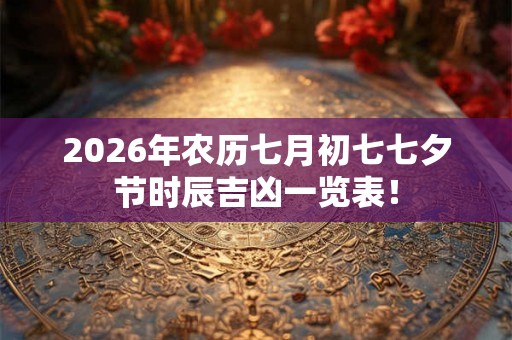 2026年农历七月初七七夕节时辰吉凶一览表！
