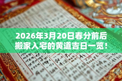 2026年3月20日春分前后搬家入宅的黄道吉日一览! 2026年3月20日春分前后搬家入宅的黄道吉日一览!