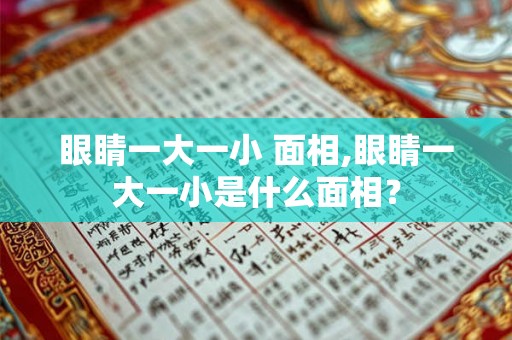 眼睛一大一小 面相,眼睛一大一小是什么面相？