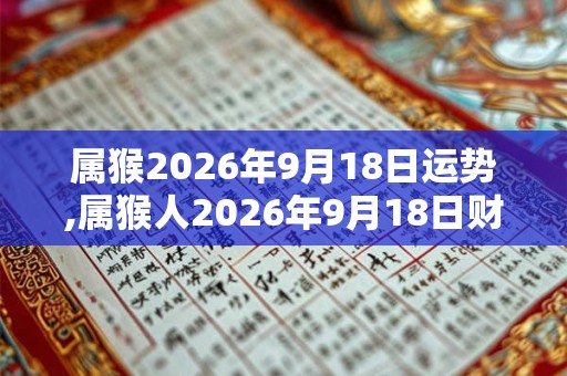 属猴2026年9月18日运势,属猴人2026年9月18日财运,生肖猴2026年9月18日运势