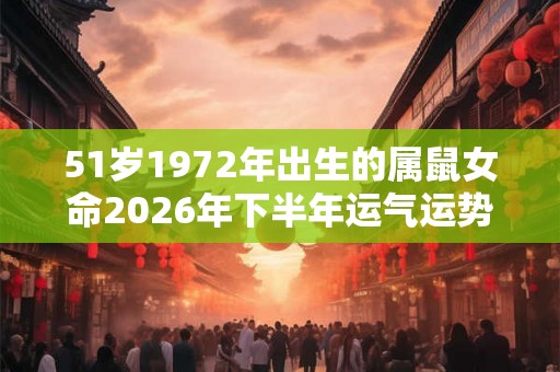 51岁1972年出生的属鼠女命2026年下半年运气运势
