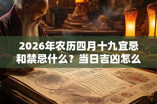 2026年农历四月十九宜忌和禁忌什么？当日吉凶怎么看？