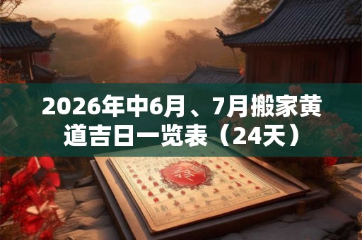 2026年中6月、7月搬家黄道吉日一览表（24天）