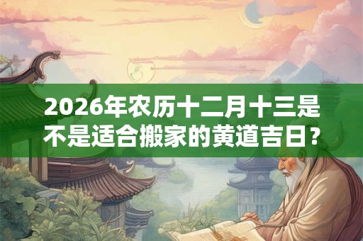 2026年农历十二月十三是不是适合搬家的黄道吉日？