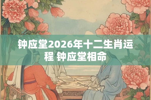 钟应堂2026年十二生肖运程 钟应堂相命