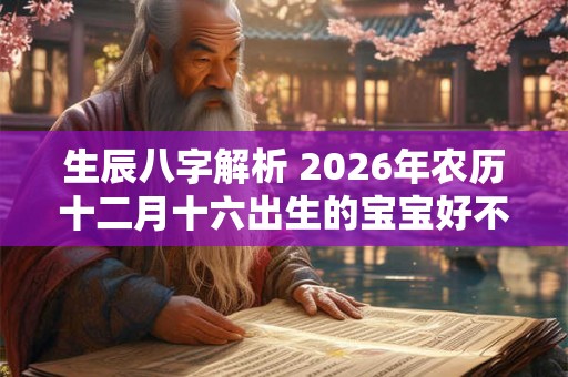 生辰八字解析 2026年农历十二月十六出生的宝宝好不好