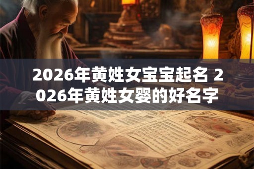 2026年黄姓女宝宝起名 2026年黄姓女婴的好名字
