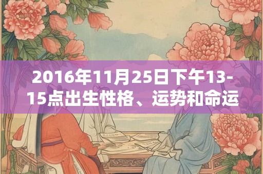 2016年11月25日下午13-15点出生性格、运势和命运
