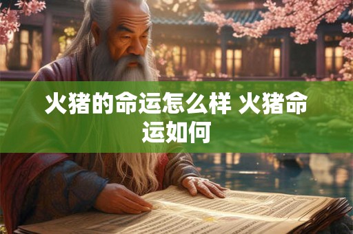 火猪的命运怎么样 火猪命运如何