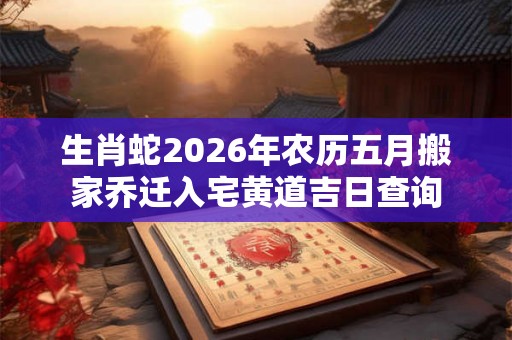 生肖蛇2026年农历五月搬家乔迁入宅黄道吉日查询
